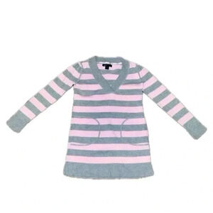Gap kids pink/gray sweater dress preppy academia
